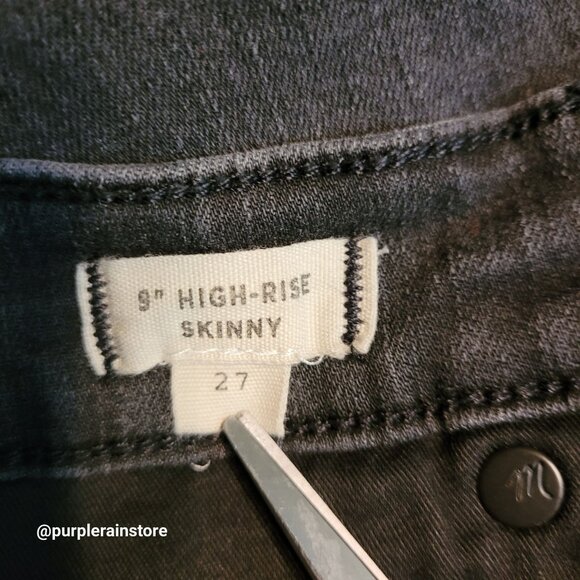 Madewell Jeans 27 Skinny 9" High Rise Black Sea Wash H2230 Tummy Control - Picture 5 of 13